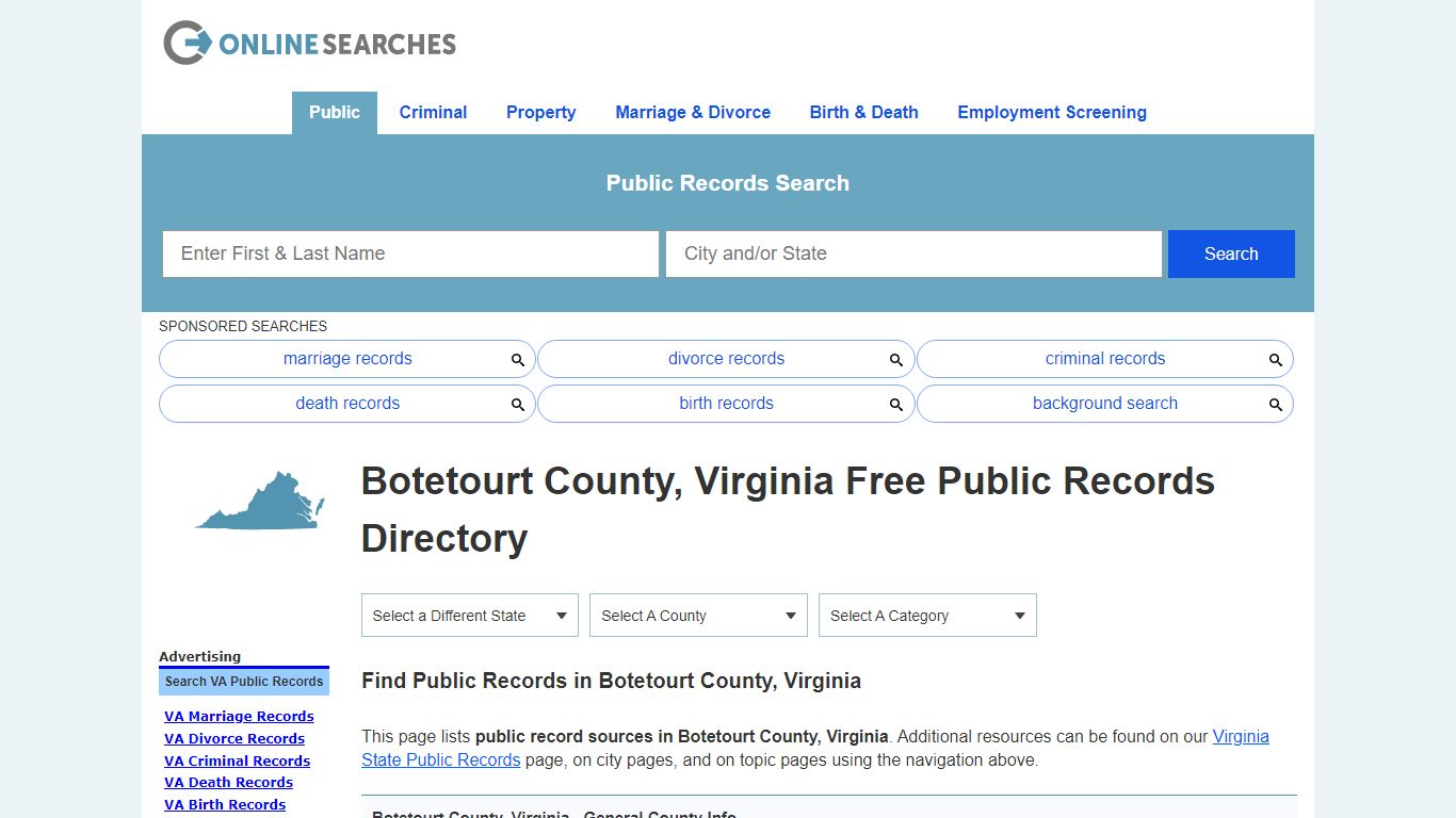 Botetourt County, Virginia Public Records Directory
