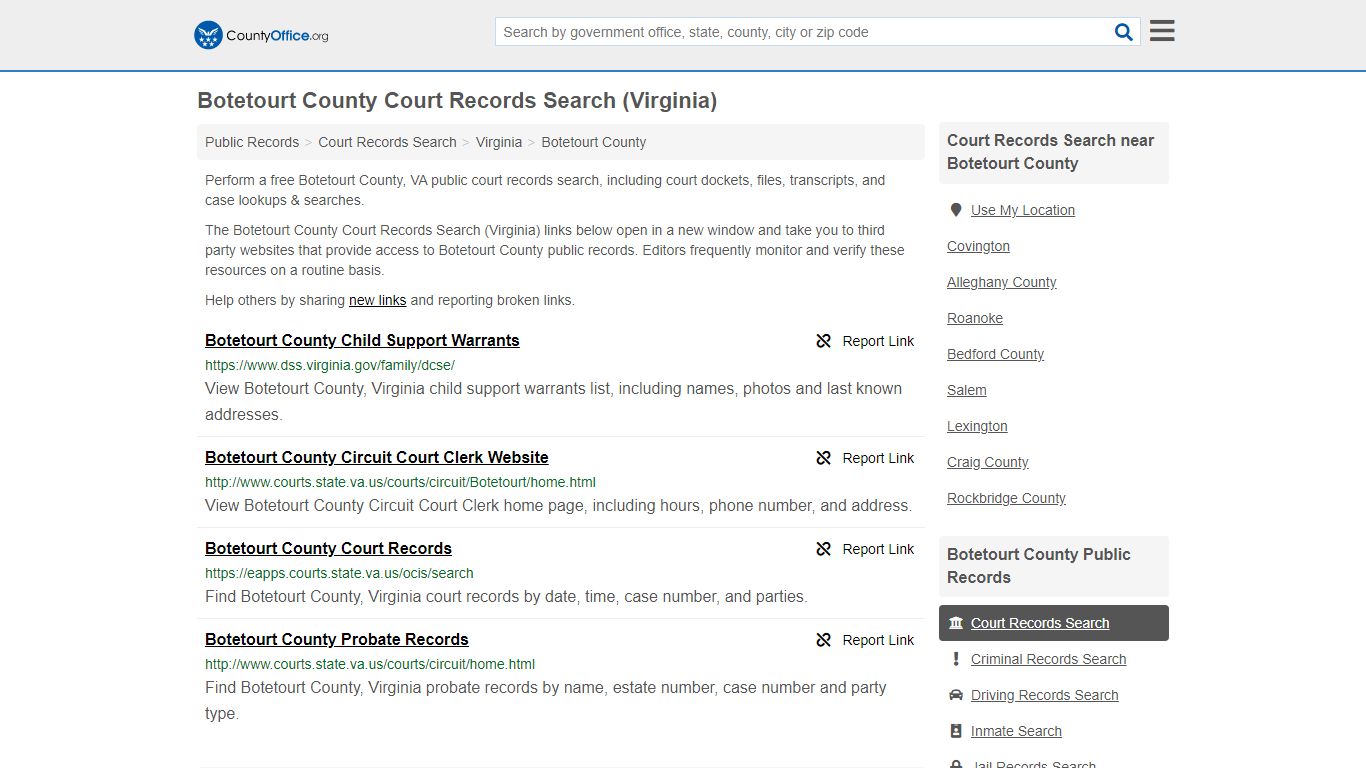 Court Records Search - Botetourt County, VA (Adoptions ...