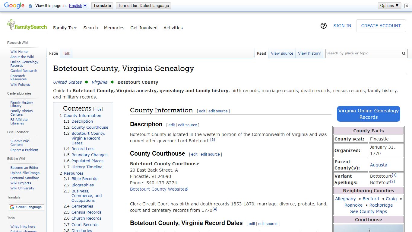 Botetourt County, Virginia Genealogy • FamilySearch